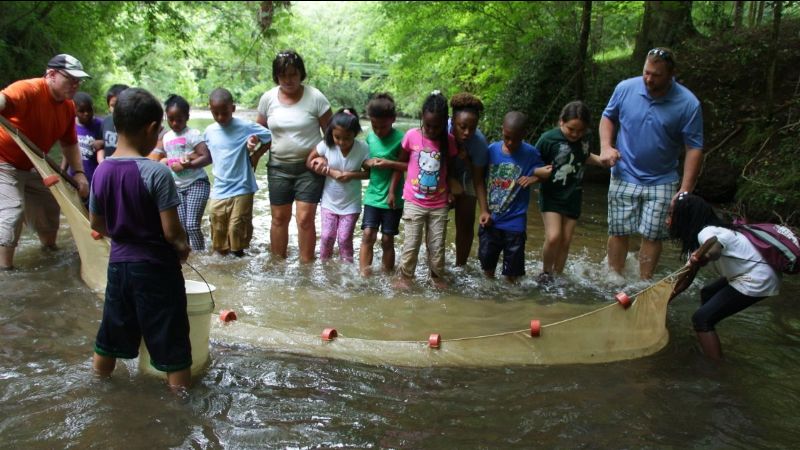 Cahaba River Society CLEAN Environmental Science Field Trip Seine Net Activity