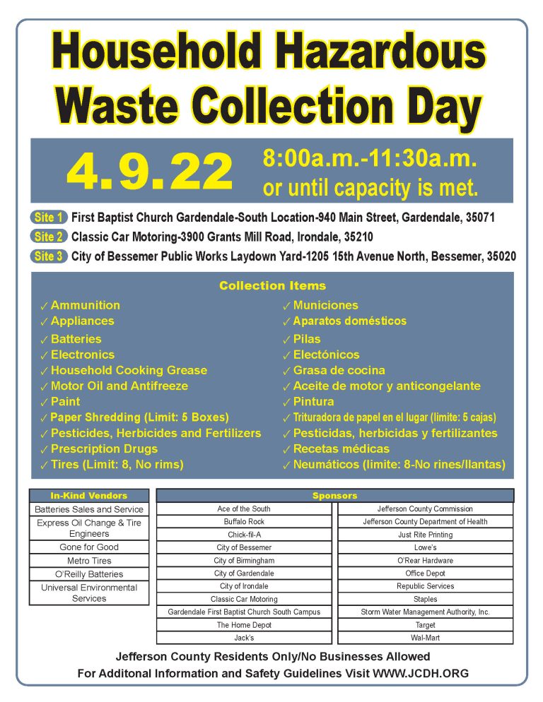 Jefferson County Household Hazardous Waste Collection Day Cahaba