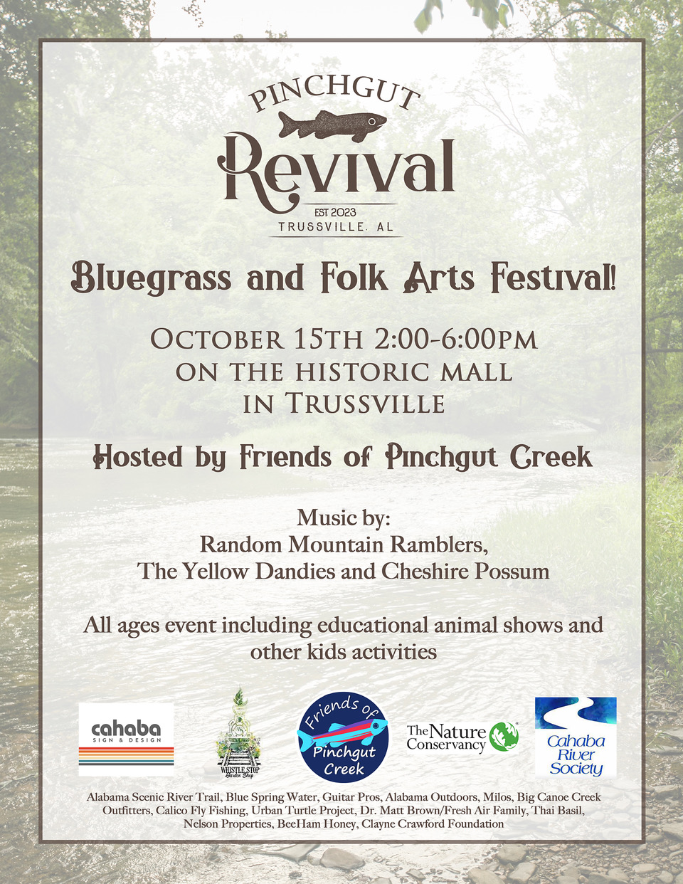 Friends of Pinchgut Creek Bluegrass and Folk Festival flyer